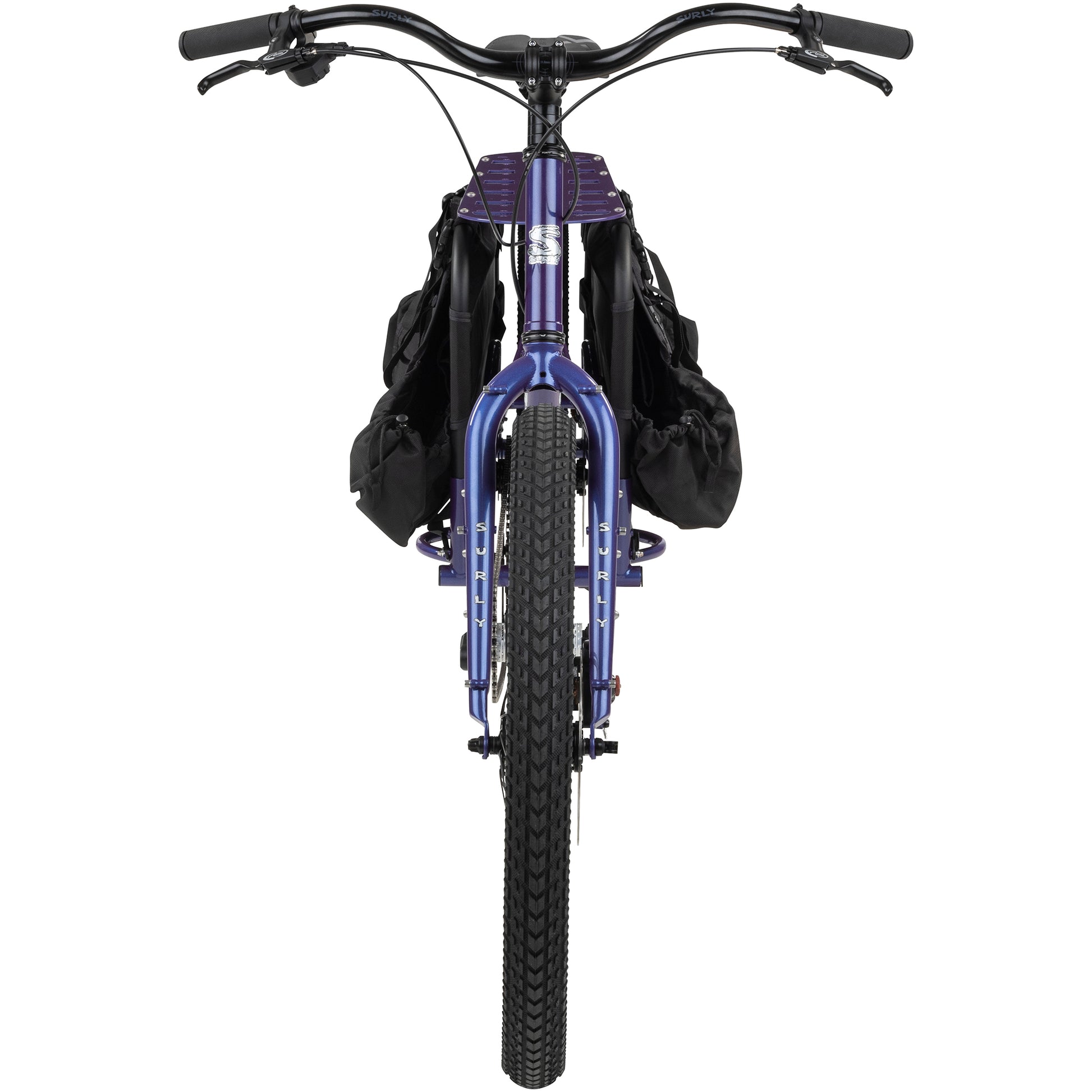 Surly Big Dummy cargo bike Bruised Ego Purple front view