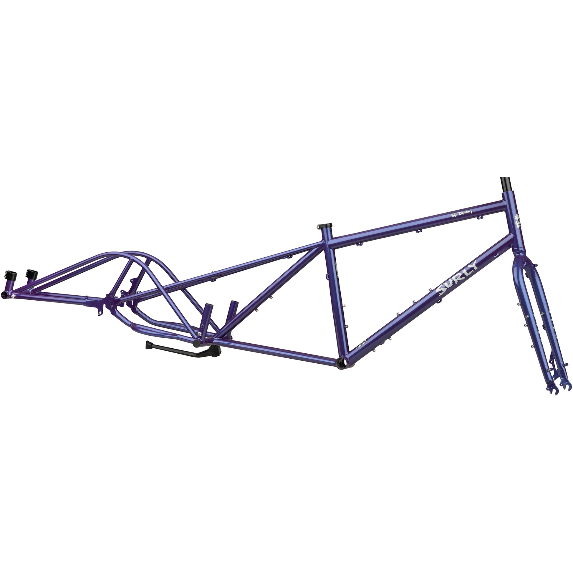 Surly Big Dummy frameset Bruised Ego Purple side view with out bags deck and rails