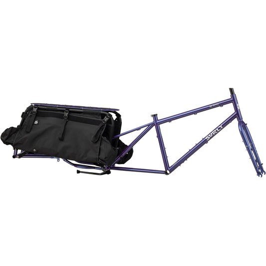 Surly Big Dummy frameset Bruised Ego Purple side view with bags deck and rails