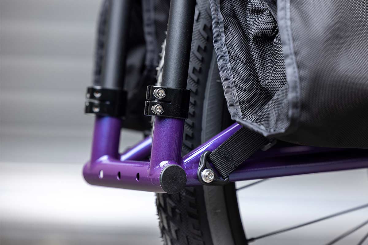 Close-up of Surly Big Dummy Rail Collars attaching Dummy Rails to Big Dummy Frame