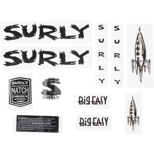 Surly Big Easy Decal Set Black sheet of all decals for bike with headbadge