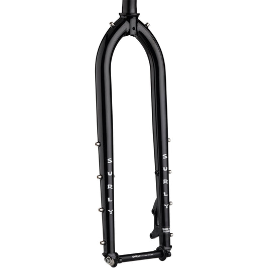 Surly Dinner Fork Black 29" 485mm axle to crow front view