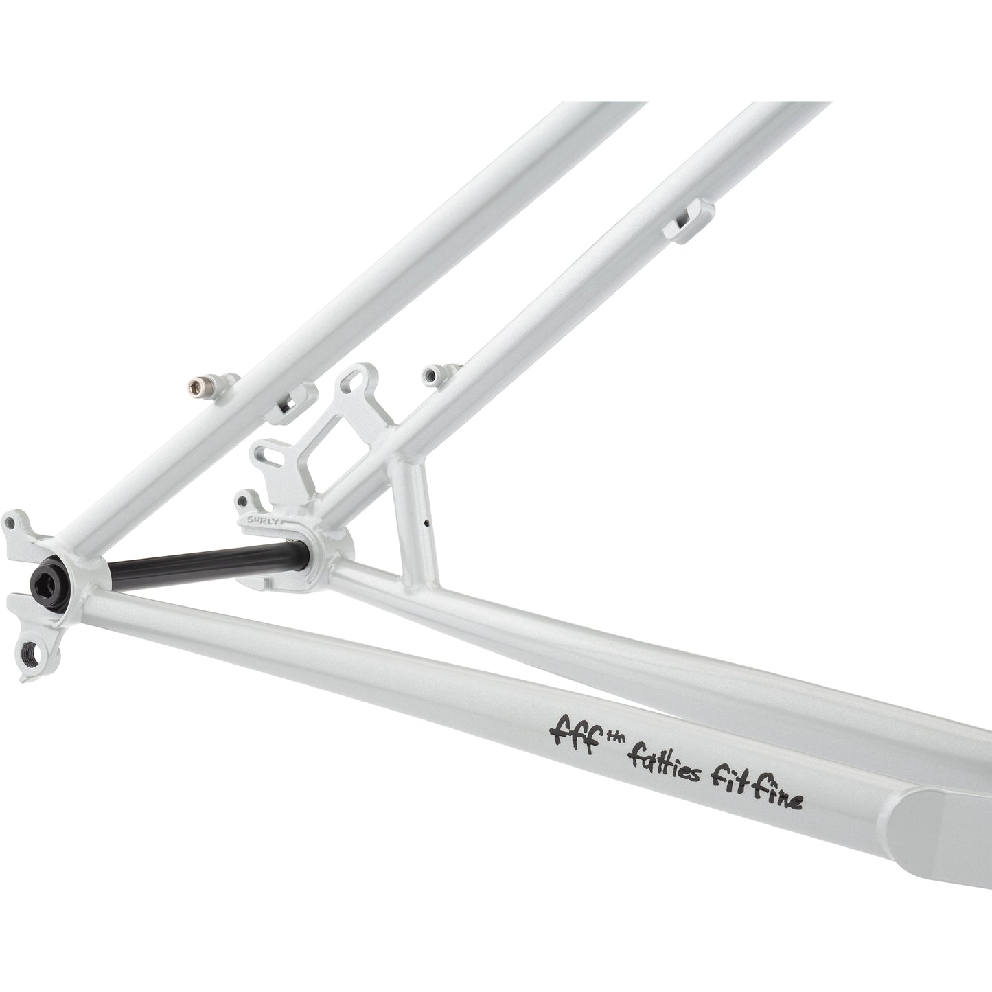 Surly Krampus frameset First Loser silver color rear dropout area detail