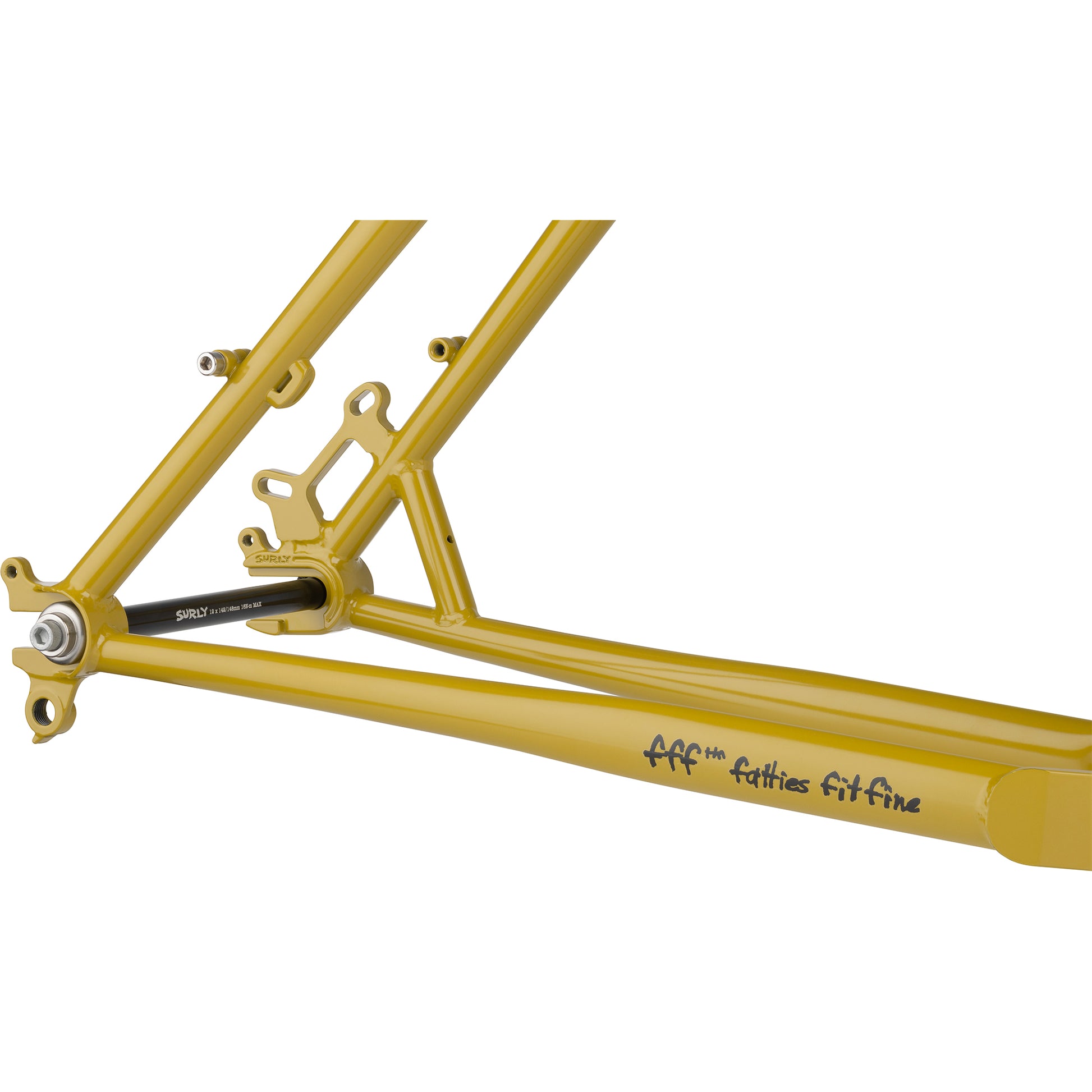 Surly Krampus frameset Nose Drip Curry color rear dropout area detail