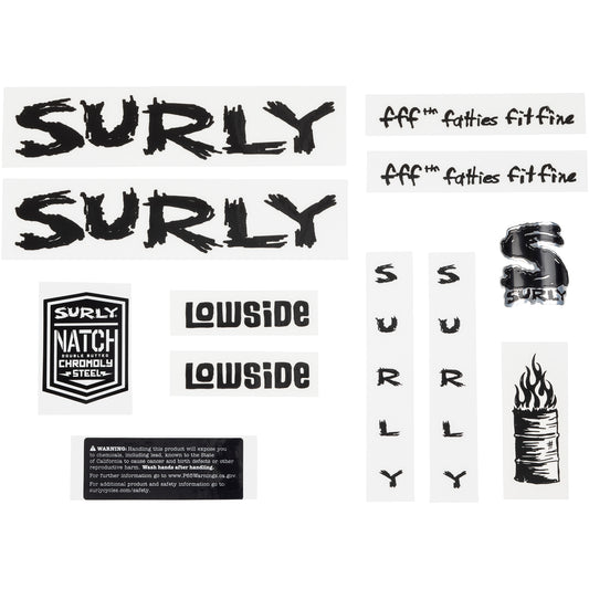 Surly Lowside Decal Set Black sheet of all decals for bike with headbadge