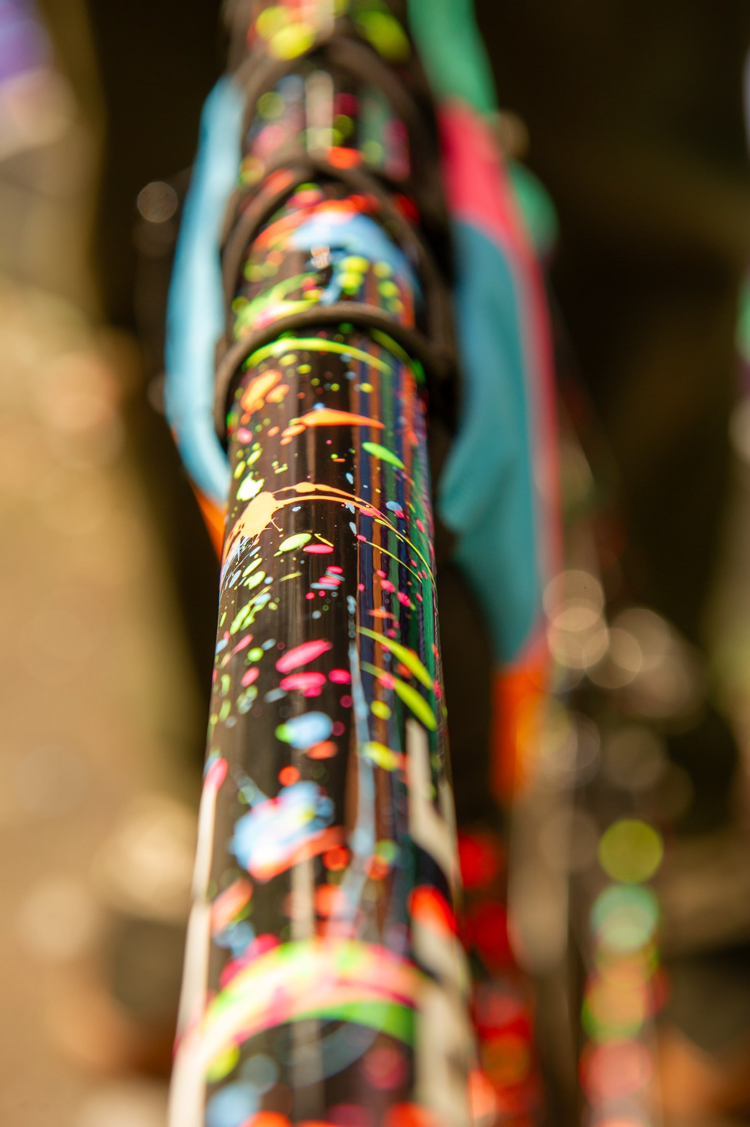 Detail of custom Surly Preamble top tube showing paint