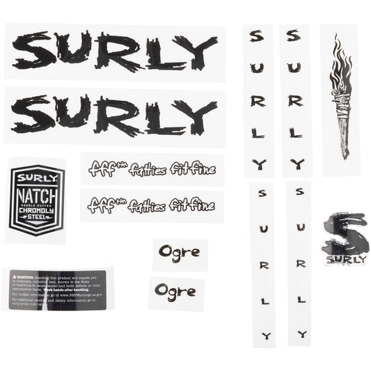 Surly Ogre Decal Set Black sheet of all decals for bike with headbadge