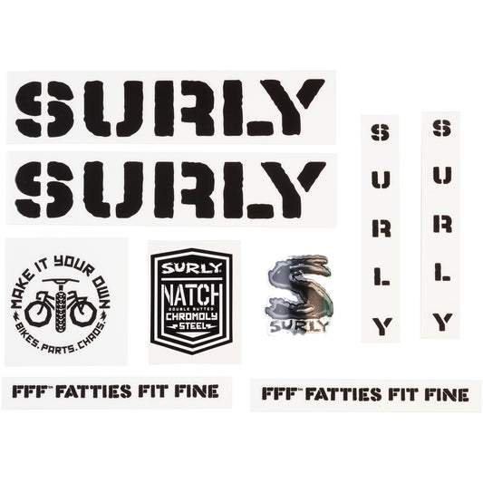 Surly Overspray Decal Set Black sheet of all decals for bike with headbadge