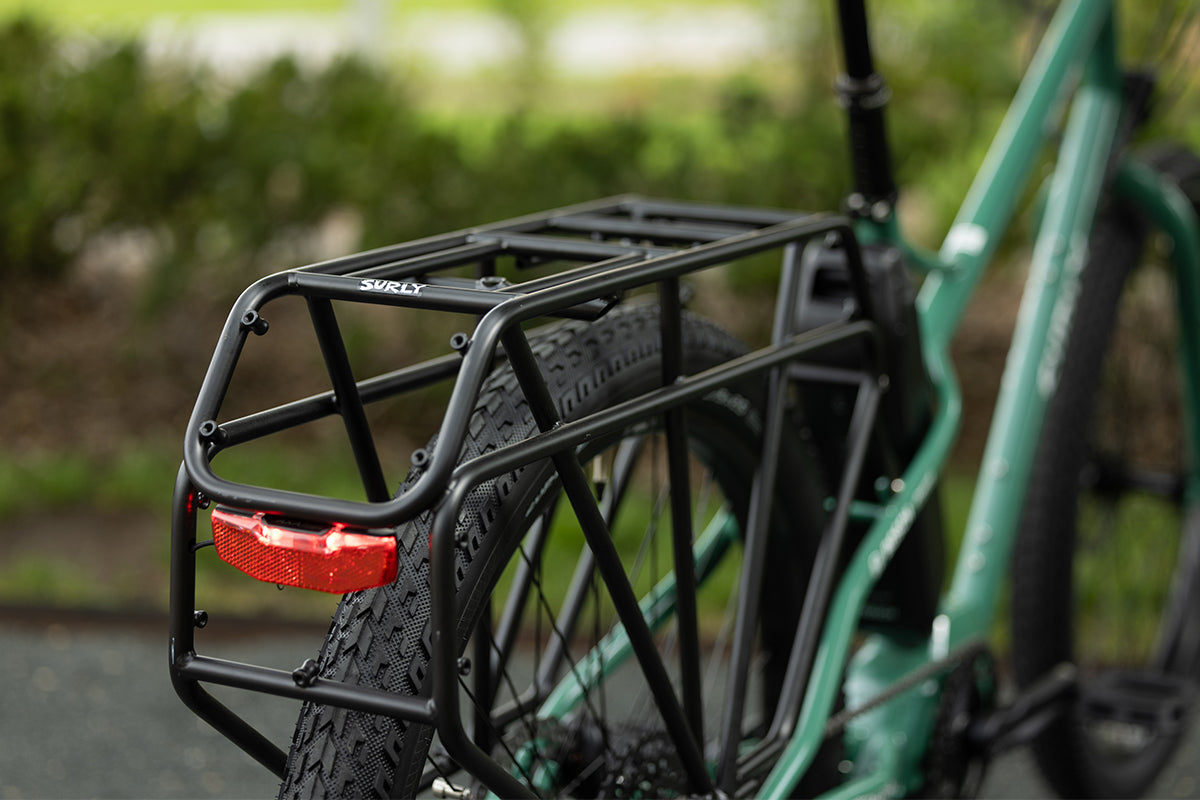Surly Skid Loader Ebike view of rear AXA Blueline taillight and 100-lb rated rack