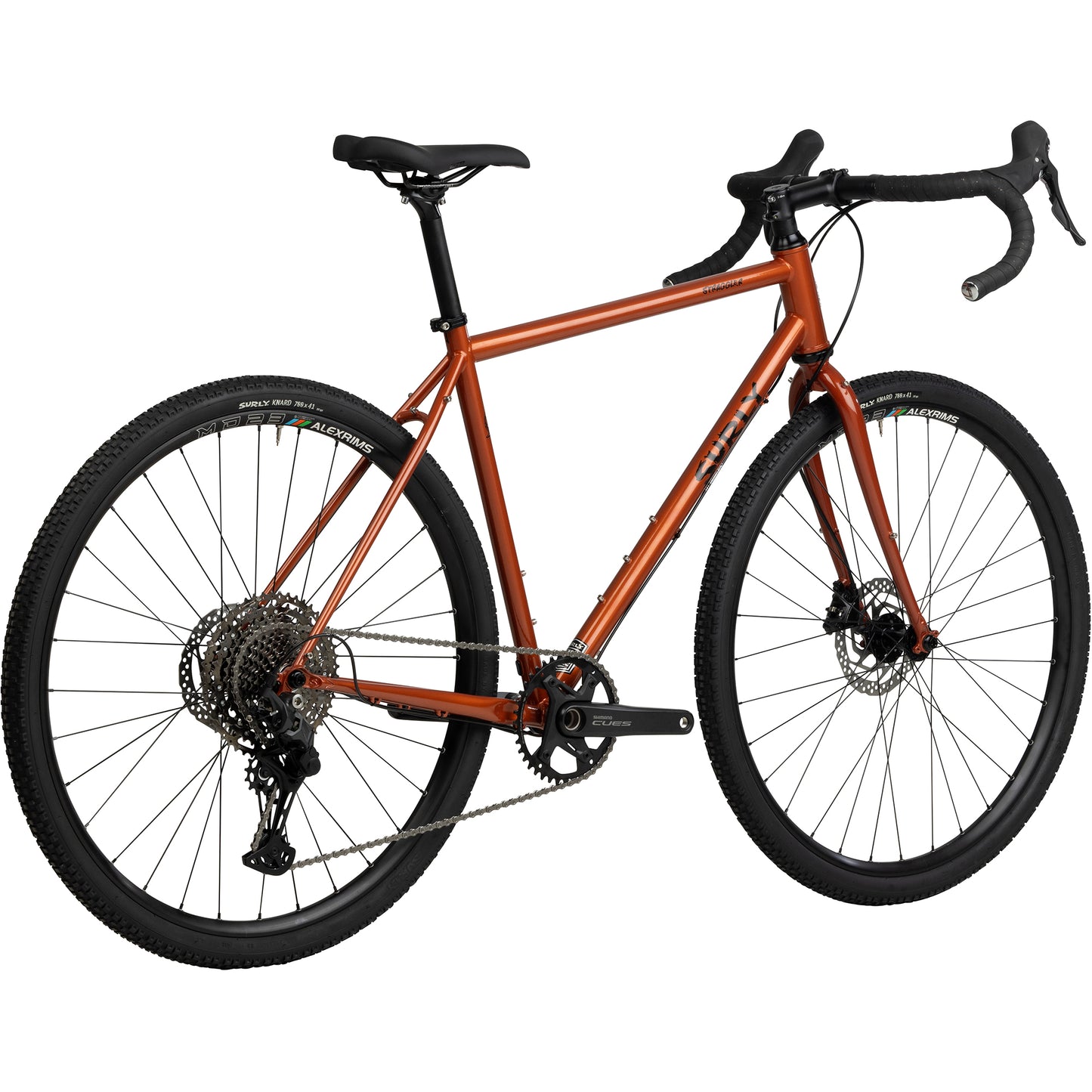 Surly Straggler CUES bike in Shaggy Carpet color rear three-quarter view on white background