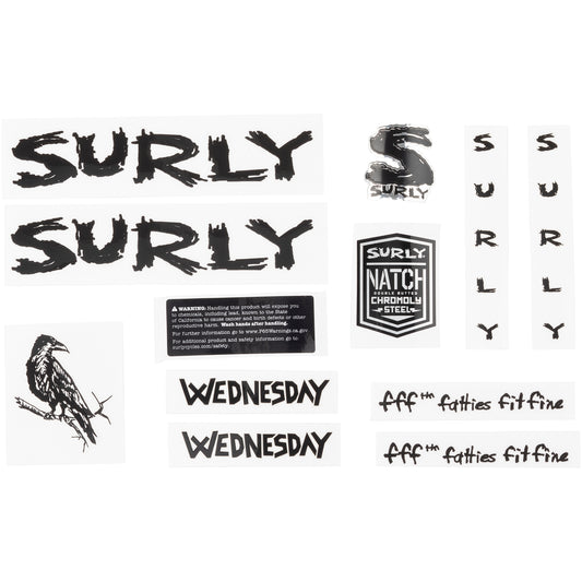 Surly Wednesday Decal Set Black sheet of all decals for bike with headbadge