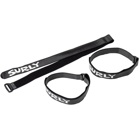 Surly Whip Lash Gear Straps showing both sides and Velcro with Surly logo