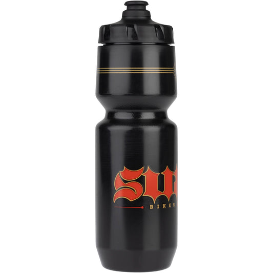 Surly Born to Lose Water Bottle - 26oz, Black and Red - Front three quarter view