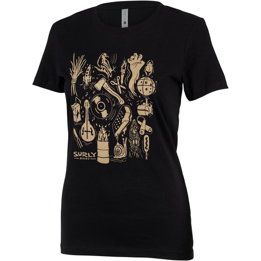 Surly Stamp Collection T-Shirt - Womens, black, front