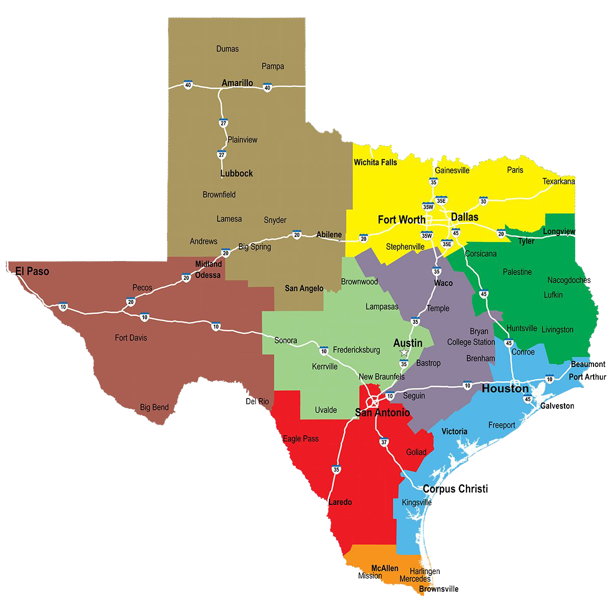 Map of Texas Strive potential locations